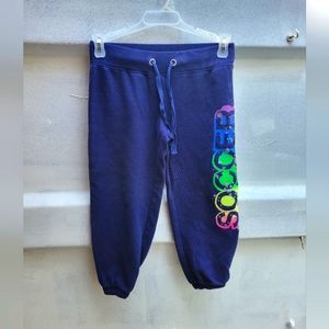 Justice soccer cropped capri sweat pants paint splatter rainbow 6